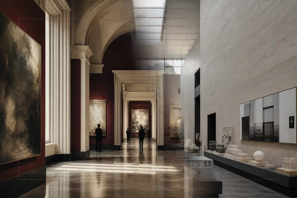 Composition éditoriale consacrée aux arts visuels pour le guide de Amon Carter Museum of American Art