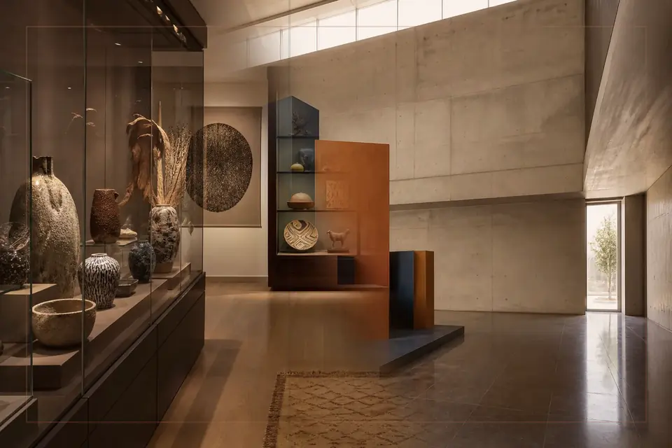 Composition éditoriale consacrée aux arts visuels pour le guide de Basel Museum of Ancient Art and Ludwig Collection