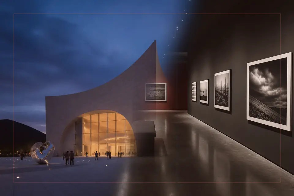 Composition éditoriale consacrée aux arts visuels pour le guide de Columbus Museum of Art