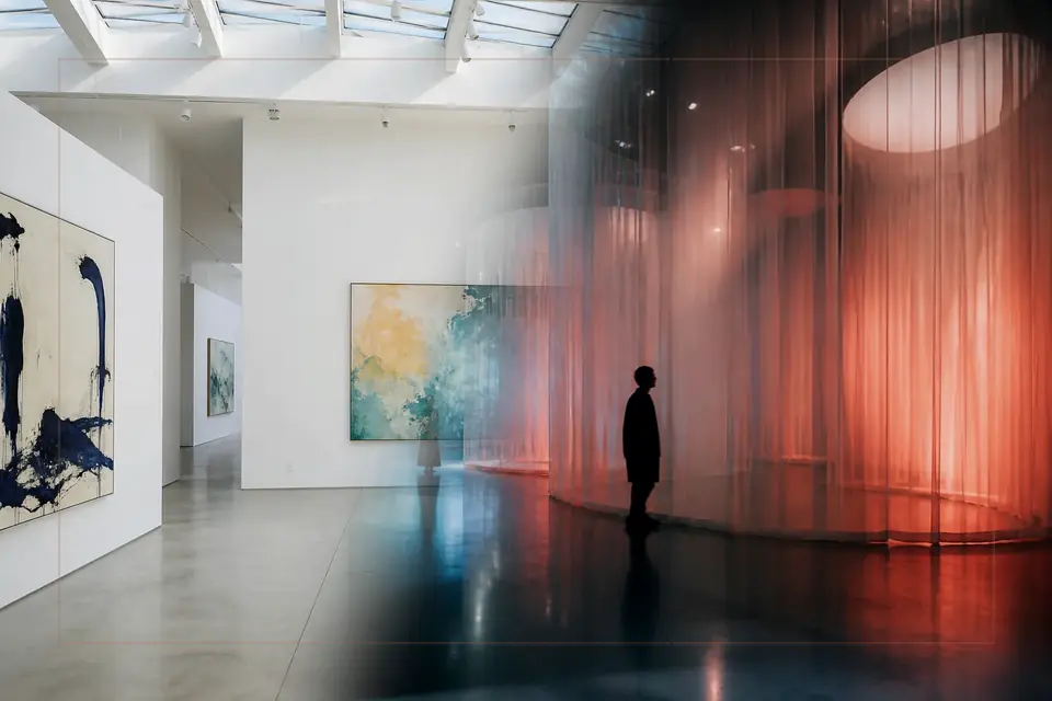 Composition éditoriale consacrée aux arts visuels pour le guide de Galleria Nazionale delle Marche