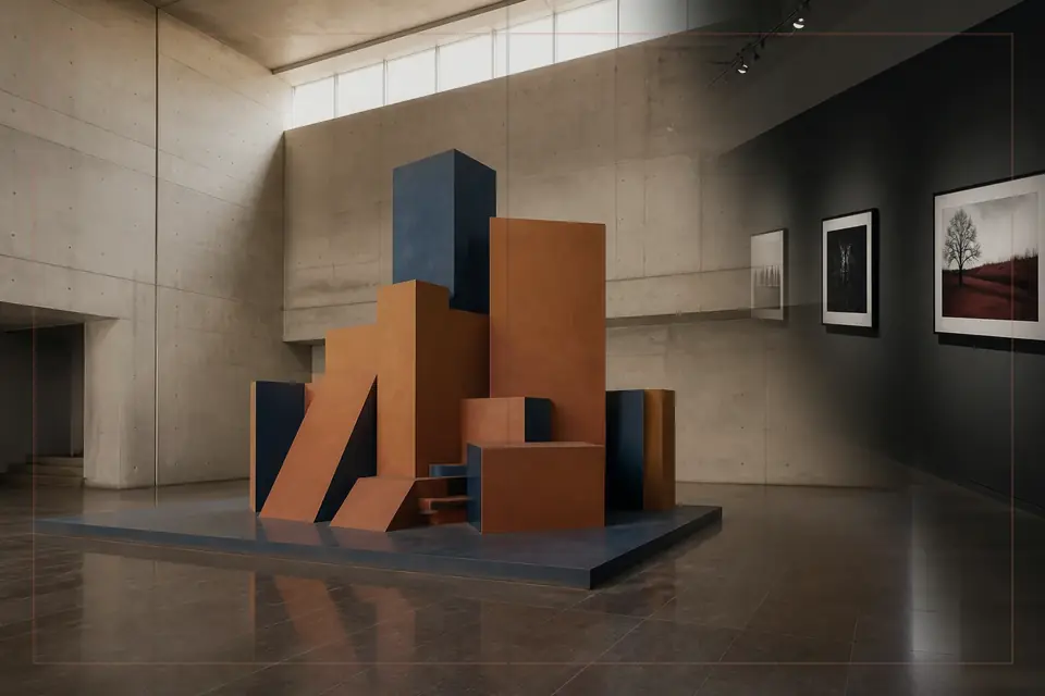 Composition éditoriale consacrée aux arts visuels pour le guide de Herbert Art Gallery and Museum