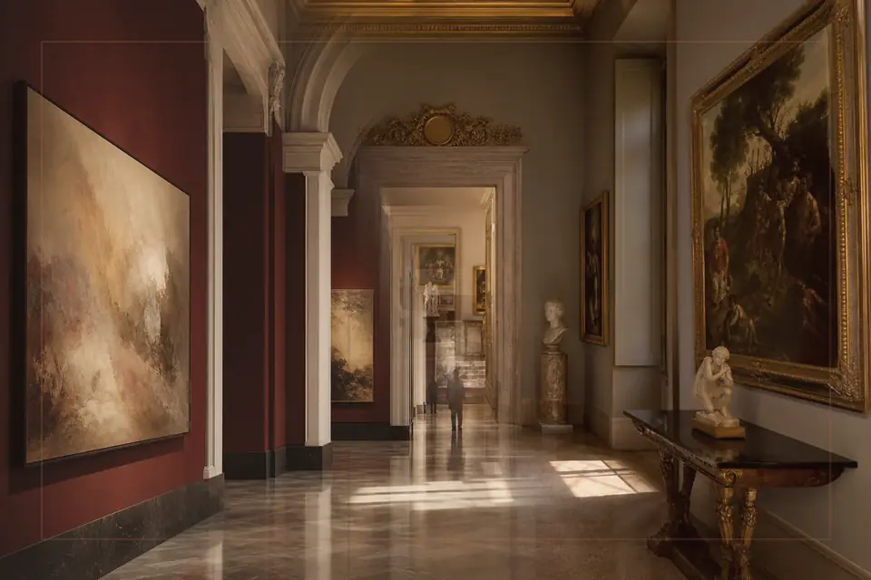 Composizione editoriale sulle arti visive per la guida di Herzog Anton Ulrich Museum