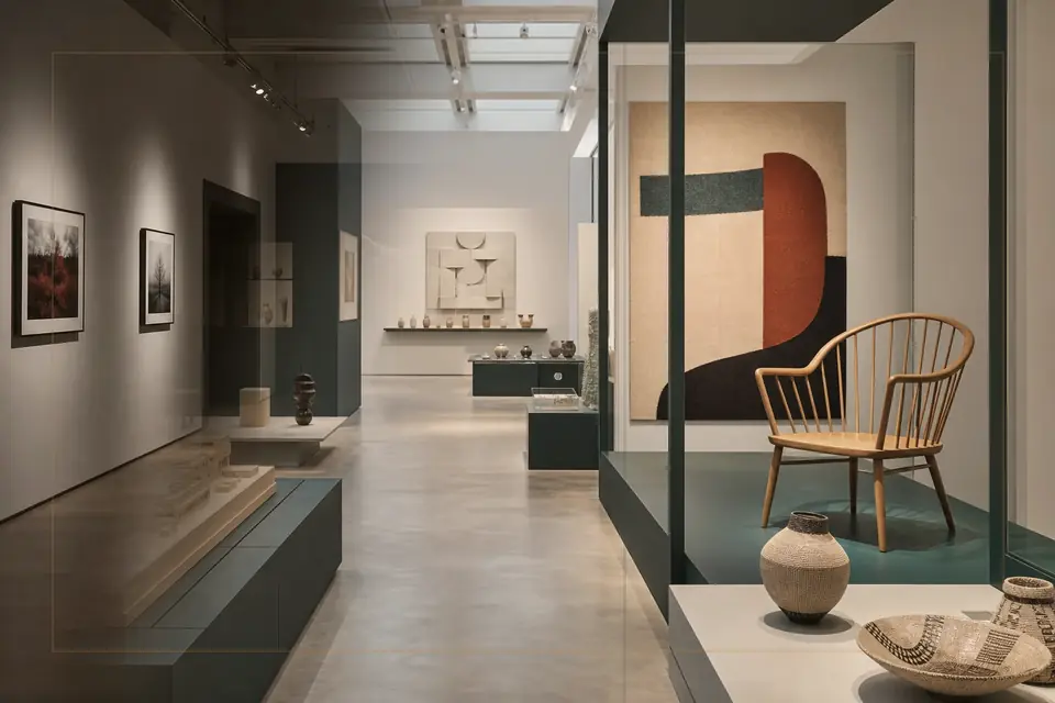 Composition éditoriale consacrée aux arts visuels pour le guide de Kumamoto Prefectural Museum of Art