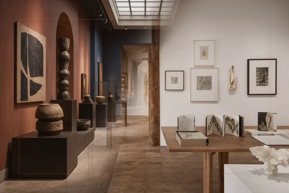 Composición editorial sobre artes visuales para la guía de Kunsthalle Tübingen