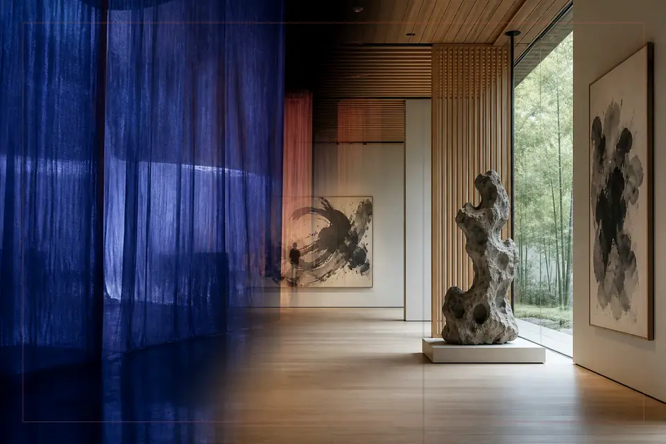 Composition éditoriale consacrée aux arts visuels pour le guide de M. H. de Young Memorial Museum