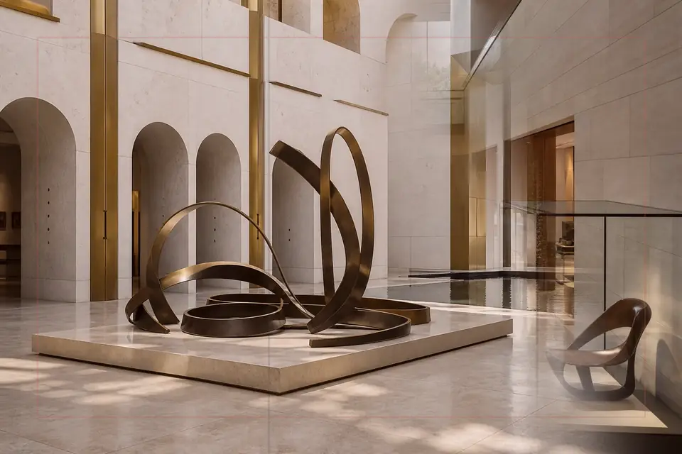 Composition éditoriale consacrée aux arts visuels pour le guide de Museo Amparo