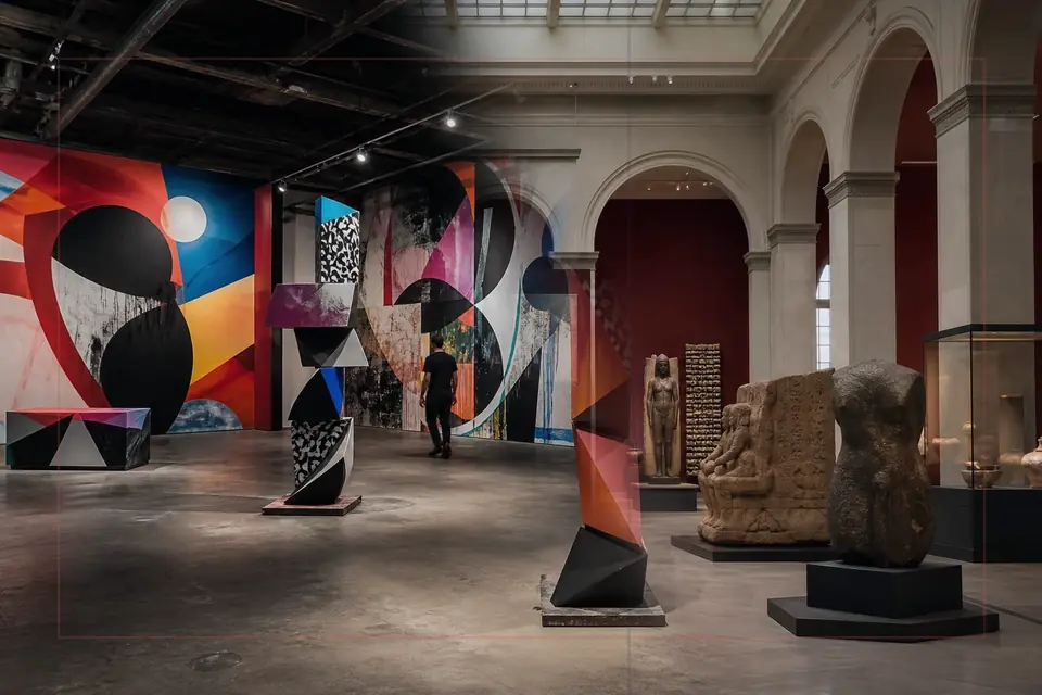 Composition éditoriale consacrée aux arts visuels pour le guide de Museo de Arte Contemporáneo de Puerto Rico
