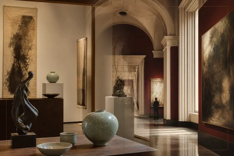 Composition éditoriale consacrée aux arts visuels pour le guide de Museo Nazionale Etrusco di Villa Giulia