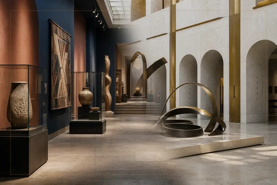 Composition éditoriale consacrée aux arts visuels pour le guide de Museum of Art & Photography