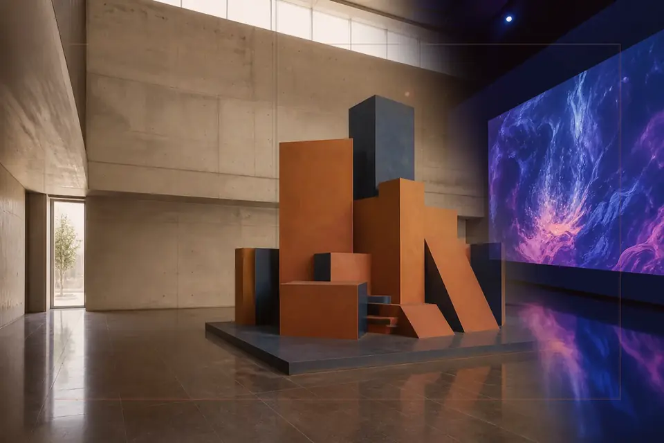 Composition éditoriale consacrée aux arts visuels pour le guide de Museum Frieder Burda
