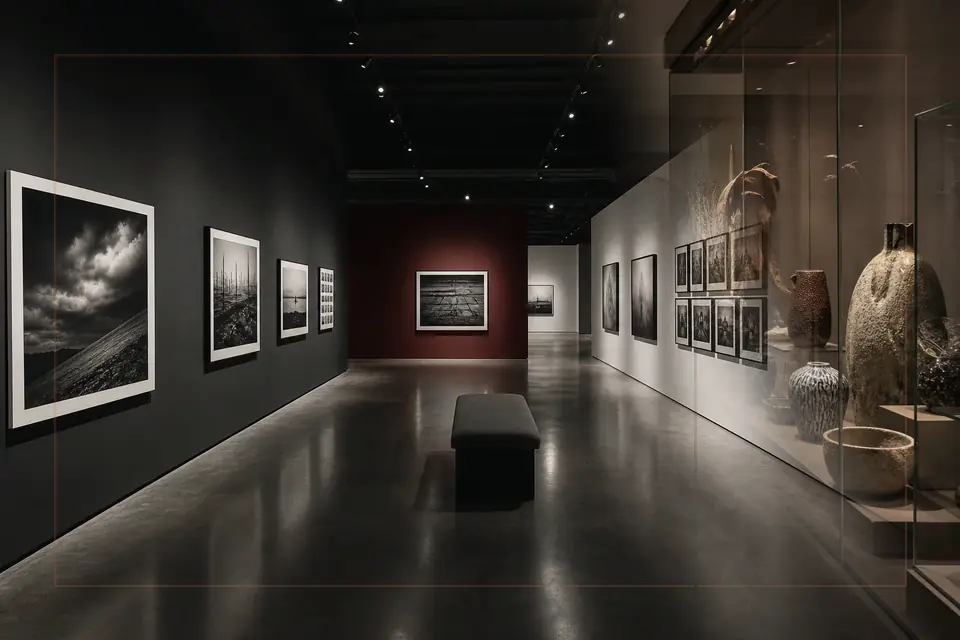 Composition éditoriale consacrée aux arts visuels pour le guide de Museum of Applied Arts