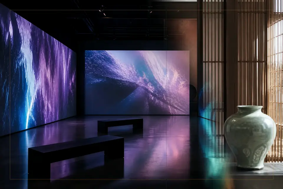 Composition éditoriale consacrée aux arts visuels pour le guide de Museum Yamato Bunkakan