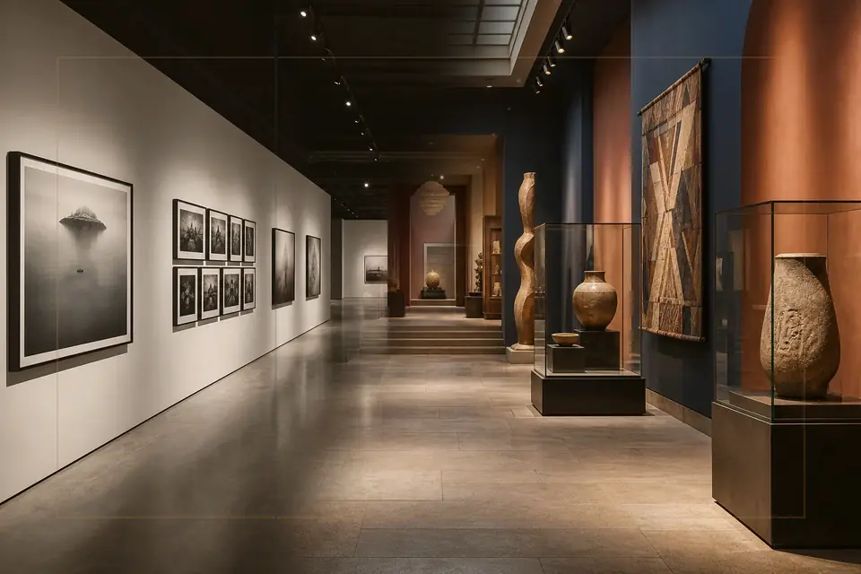 Composition éditoriale consacrée aux arts visuels pour le guide de National Museum of Iran