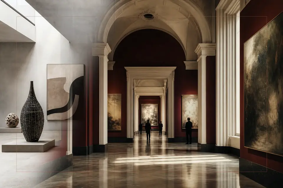 Composition éditoriale consacrée aux arts visuels pour le guide de National Portrait Gallery of Sweden
