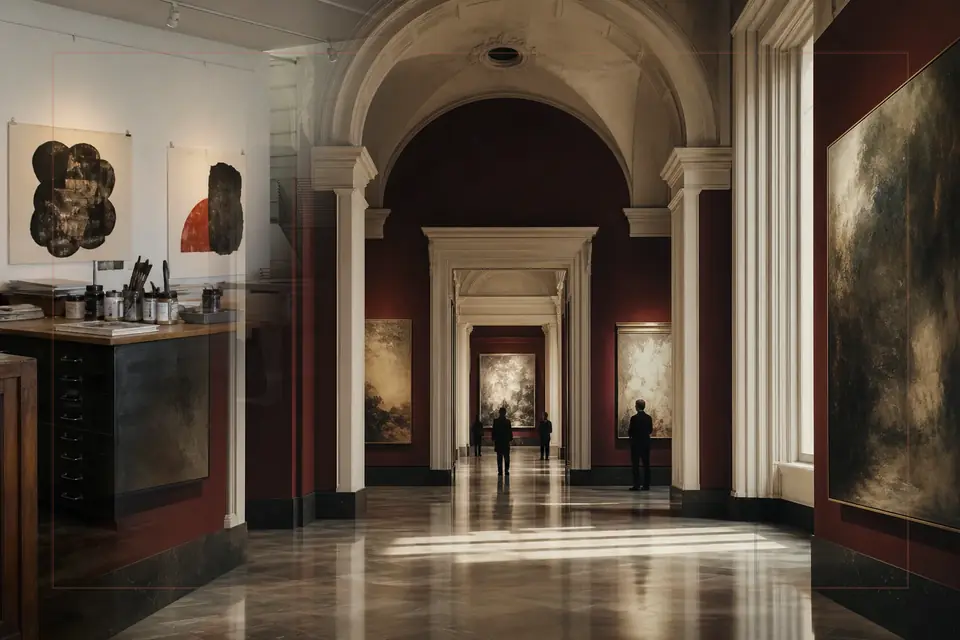 Composition éditoriale consacrée aux arts visuels pour le guide de National Portrait Gallery