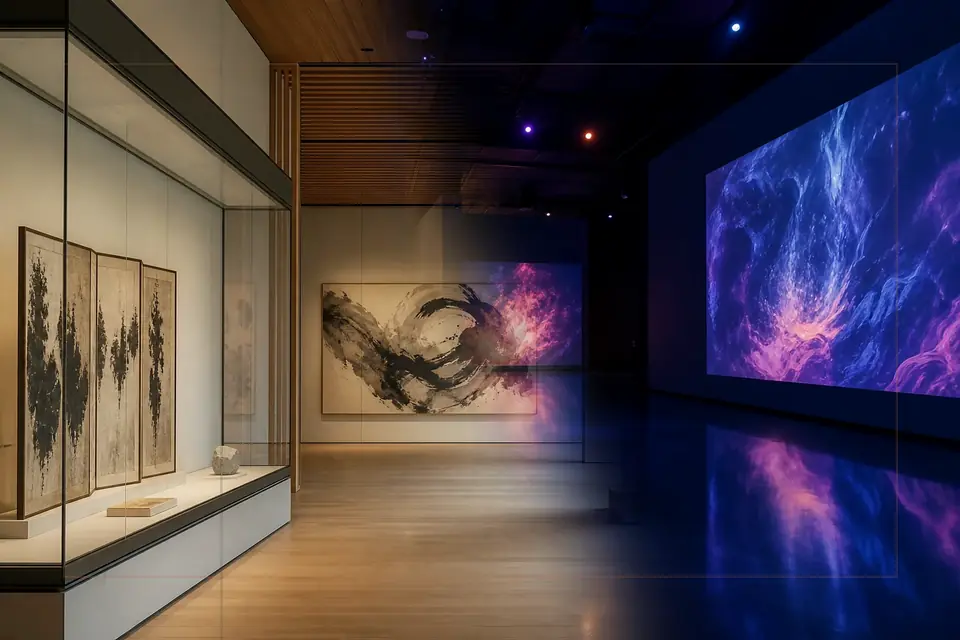 Composition éditoriale consacrée aux arts visuels pour le guide de Neue Nationalgalerie
