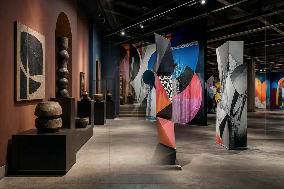 Composition éditoriale consacrée aux arts visuels pour le guide de Nezu Museum