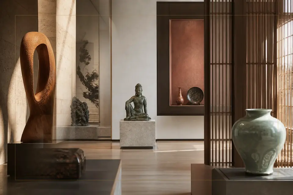 Composition éditoriale consacrée aux arts visuels pour le guide de Osaka City Museum of Fine Arts