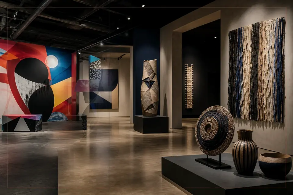 Composition éditoriale consacrée aux arts visuels pour le guide de Pinacoteca Giovanni e Marella Agnelli