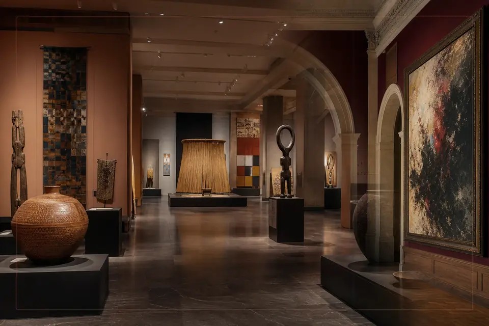 Composition éditoriale consacrée aux arts visuels pour le guide de Pinacoteca Nazionale, Siena