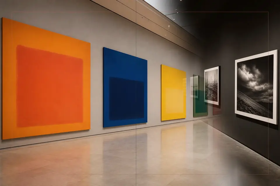 Composition éditoriale consacrée aux arts visuels pour le guide de Sammlung Goetz
