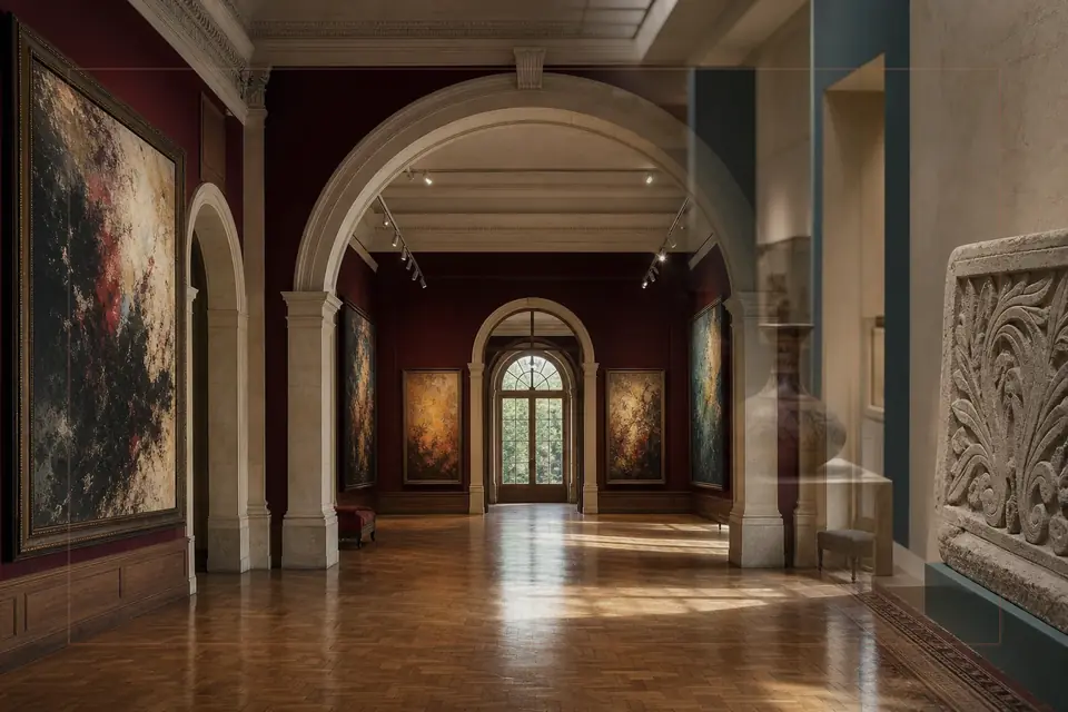 Composition éditoriale consacrée aux arts visuels pour le guide de Schwarzenberg Palace