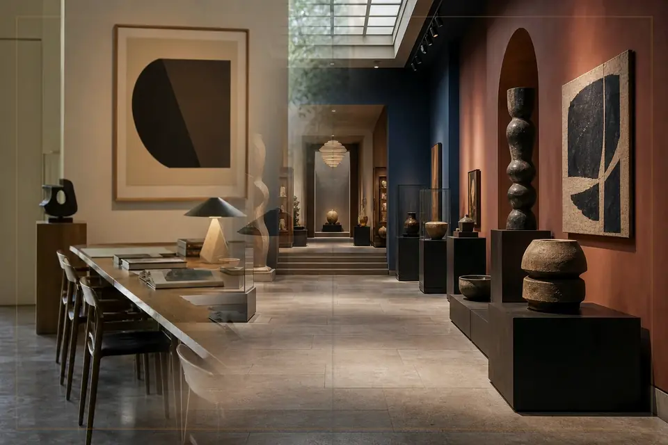Composition éditoriale consacrée aux arts visuels pour le guide de Sompo Museum of Art