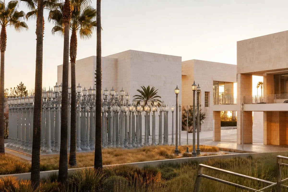 Composition éditoriale consacrée aux arts visuels pour le guide de Los Angeles County Museum of Art